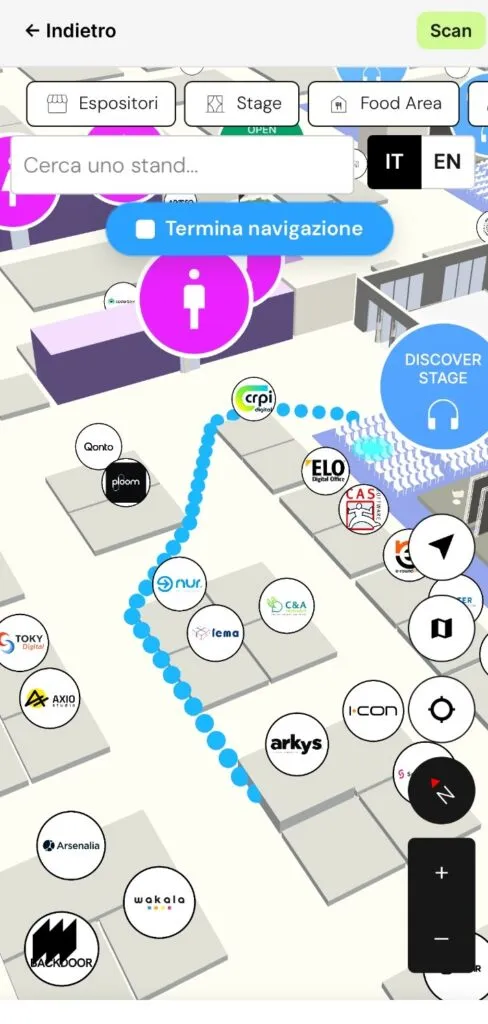 La funzionalità wayfinding in azione